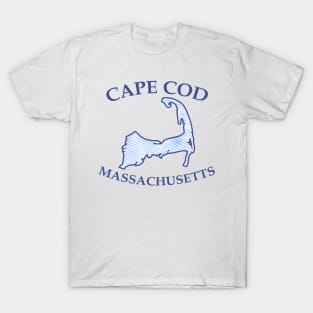 Preppy Vintage Blue Cape Cod Massachusetts Map T-Shirt
